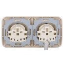 Busch-Jaeger Busch-Duro 2000 SI Set: 2x 20 EUK-212 Steckdose Klappdeckel + 1x 2512-212 2-fach Rahmen Cremeweiß
