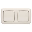 Busch-Jaeger Busch-Duro 2000 SI Set: 2x 20 EUK-212 Steckdose Klappdeckel + 1x 2512-212 2-fach Rahmen Cremeweiß