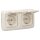 Busch-Jaeger Busch-Duro 2000 SI Set: 2x 20 EUK-212 Steckdose Klappdeckel + 1x 2512-212 2-fach Rahmen Cremeweiß