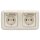 Busch-Jaeger Busch-Duro 2000 SI Set: 2x 20 EUK-212 Steckdose Klappdeckel + 1x 2512-212 2-fach Rahmen Cremeweiß