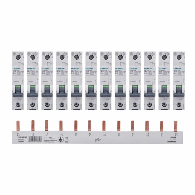 Siemens Set 12x LS-Schalter 5SL6116-6 + 1x Sammelschiene 5ST3615