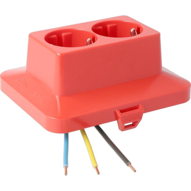 Kaiser AT2218 Steckbar Frontteil AK2, 2x Schuko, rot, in:3pol H07V-U 125x100x50 mm