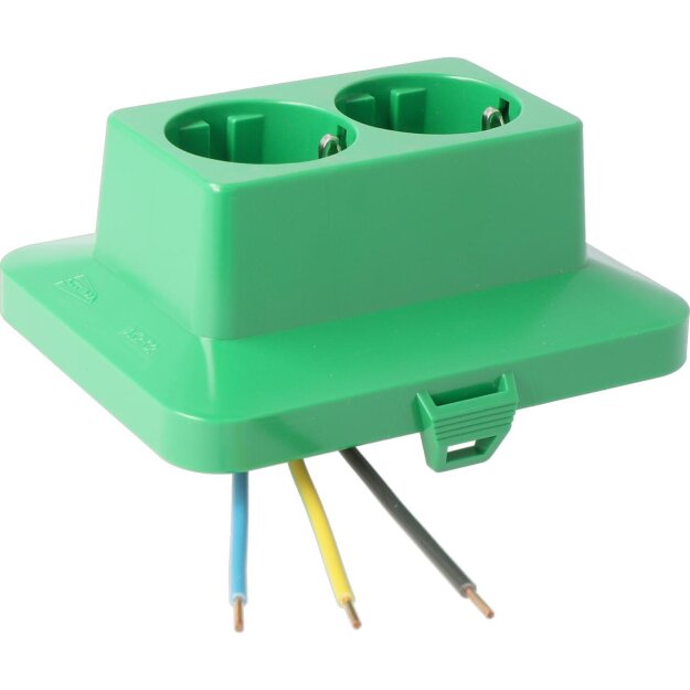 Kaiser AT2219 Steckbar Frontteil AK2, 2x Schuko, grün, in:3pol H07V-U 125x100x50 mm