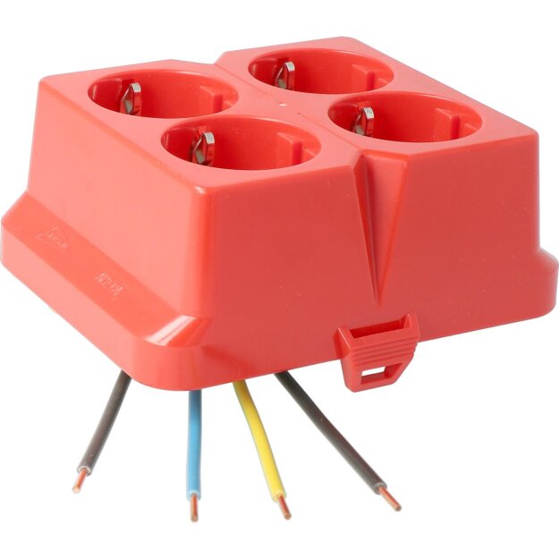Kaiser AT2238 Steckbar Frontteil AK2, 4x Schuko, rot, in:4pol H07V-U 125x100x50 mm