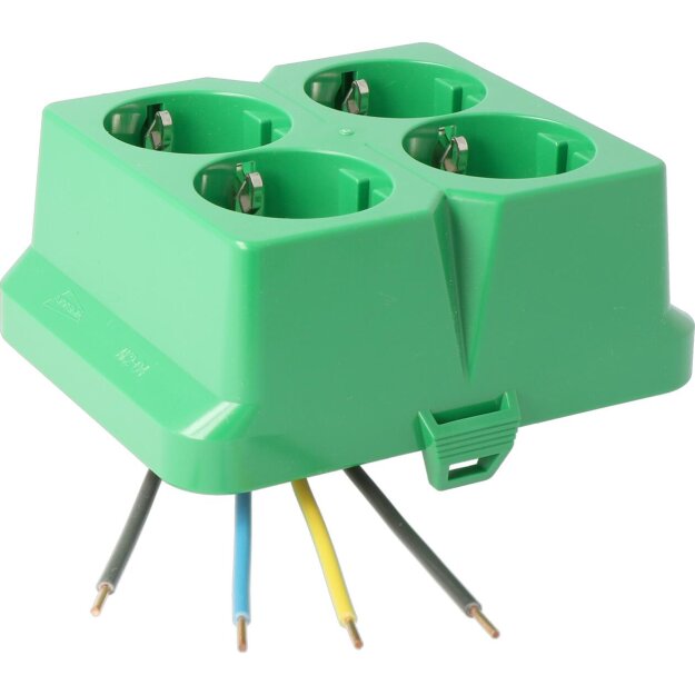 Kaiser AT2239 Steckbar Frontteil AK2, 4x Schuko, grün, in:4pol H07V-U 125x100x50 mm