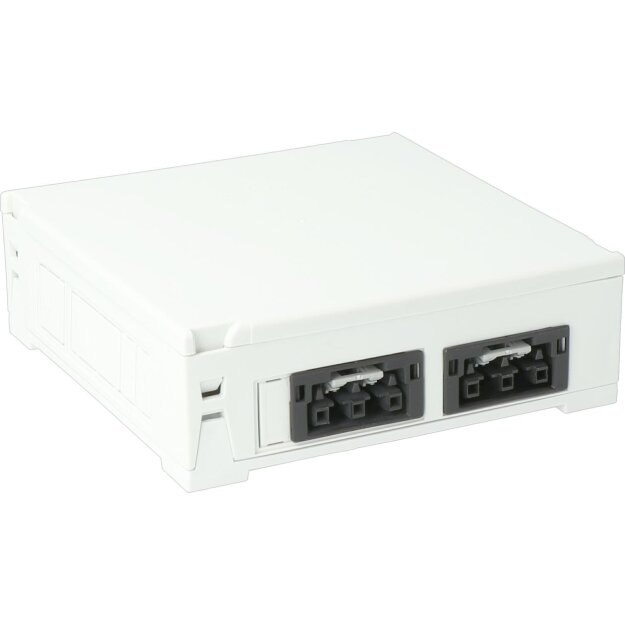 Kaiser AT3215 Steckbar Gehäuse PD, WAGO WINSTA, in:2x3pol H07V-U, out:je 2x 3pol sw/sw 120x120x40 mm, lichtgrau