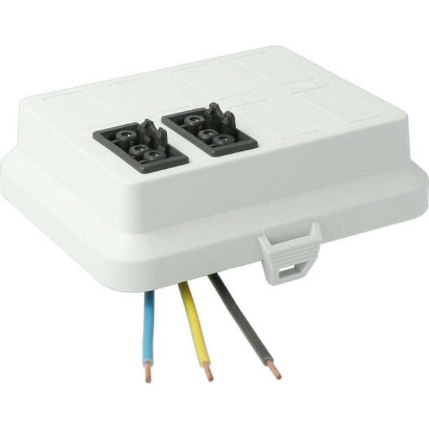 Kaiser AT6021 Steckbar Frontteil AK2, Wieland GST18, in:3pol H07V-U, out:2x 3pol sw L1 125x100x42 mm, lichtgrau