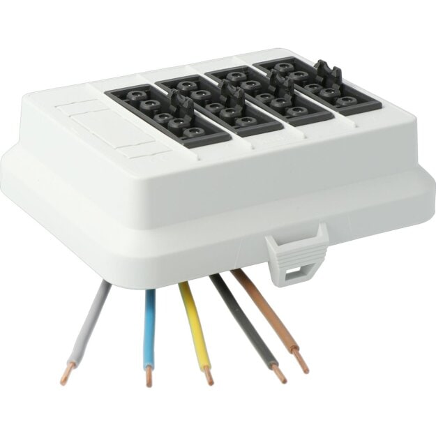 Kaiser AT6199 Steckbar Frontteil AK2, Wieland GST18, in:5pol H07V-U, out:4x5pol sw L1+L2+L3 125x100x42 mm, lichtgrau