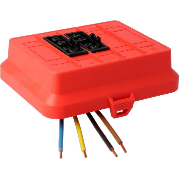 Kaiser AT6396 Steckbar Frontteil AK2, Wieland GST18, in:4pol H07V-U, out:2x4pol sw L1+L2 125x100x42 mm, rot