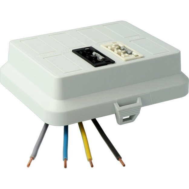 Kaiser AT7704 Steckbar Frontteil AK2, WAGO WINSTA MIDI in:4pol H07V-U, out:je 1x3pol swL1/ wsL2 125x100x42 mm, lichtgrau
