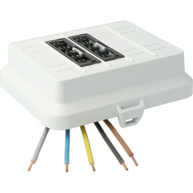 Kaiser AT7710 Steckbar Frontteil AK2, WAGO WINSTA MIDI in:5pol H07V-U, out:2x5pol sw L1+L2+L3 125x100x42 mm, lichtgrau