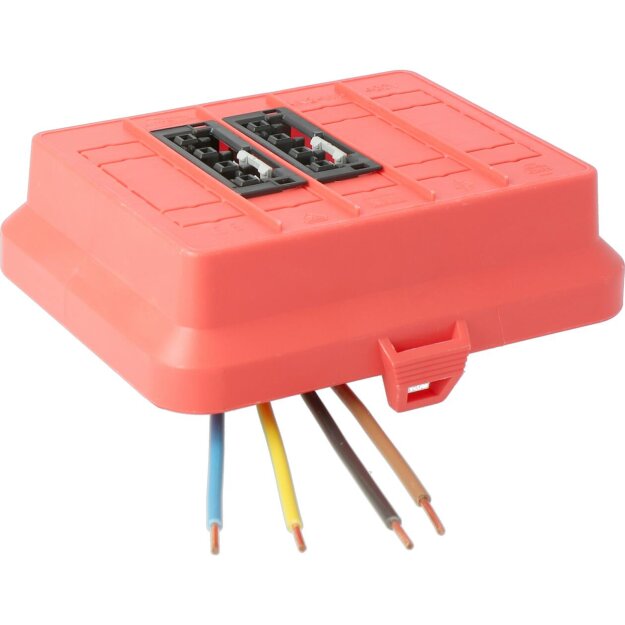 Kaiser AT7722 Steckbar Frontteil AK2, WAGO WINSTA MIDI in:4pol H07V-U, out:2x4pol sw L1+L2 125x100x42 mm, rot