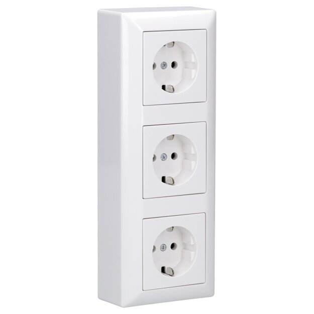 Jung Serie AS Komplett-Set Alpinweiß: 3x A1520WW SCHUKO Steckdose + AS583AWW Aufputz-Kappe 3fach