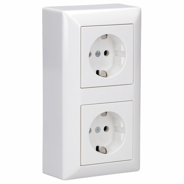 Jung Serie A Set: Steckdose A1520WW + 2-fach Aufputz-Kappe AS582AWW