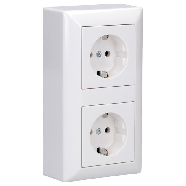 Jung Serie AS Komplett-Set Alpinweiß: 2x A1520WW SCHUKO Steckdose Schutzkontaktsteckdose Unterputz + AS582AWW Aufputz-Kappe 2fach