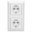 Jung Serie A Set: Steckdose A1520WW + 2-fach Aufputz-Kappe AS582AWW