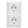 Jung Serie A Set: Steckdose A1520WW + 2-fach Aufputz-Kappe AS582AWW