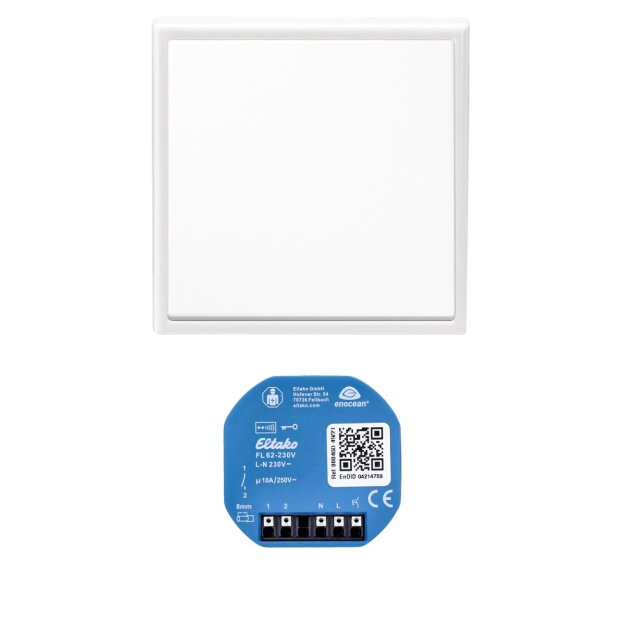 Funk-Lichttasterset Jung ENOLS990WW mit 1-fach Rahmen LS und Eltako Lichtaktor 30100532