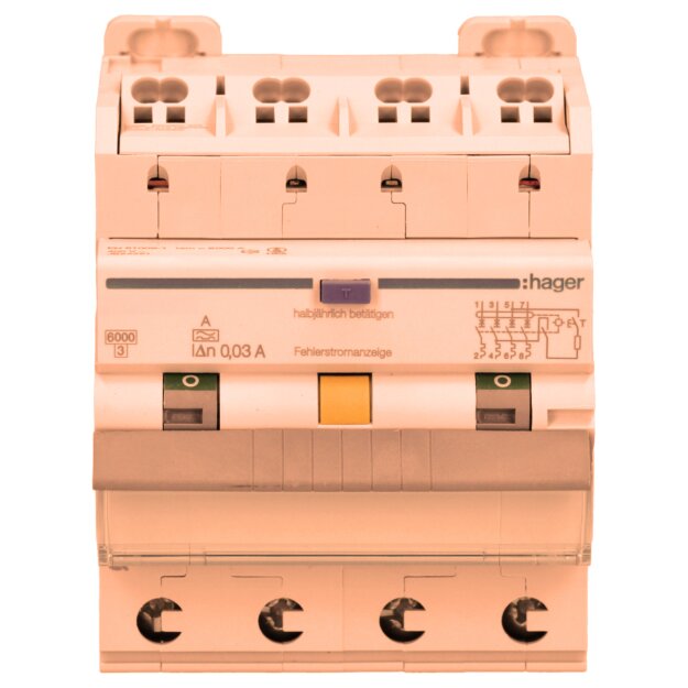Hager ADM463QC Fehlerstrom-Leitungsschutzschalter 4-polig 6kA C-13A 30mA Typ A QuickConnect/QuickBusbar