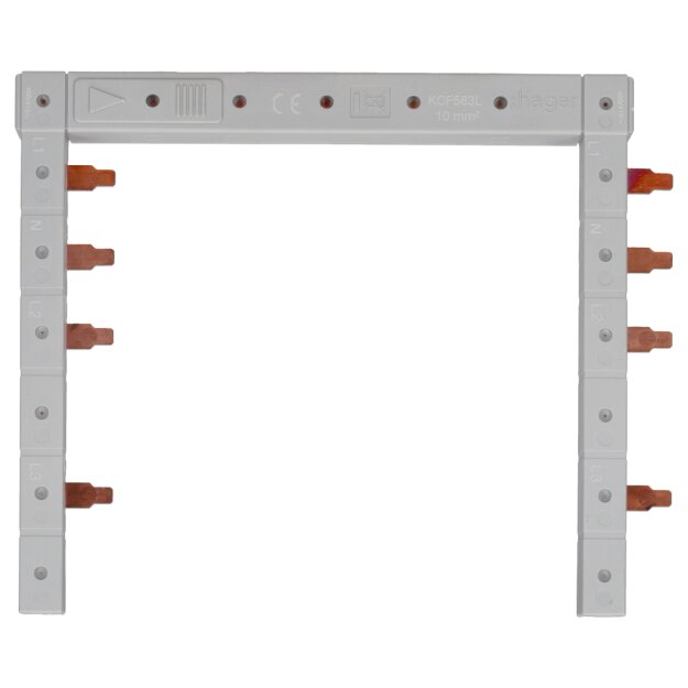Hager KCF563L Phasenschiene senkrecht 63A links L1N-L2N-L3N zu L1N-L2N-L3N 125mm 2-reihig