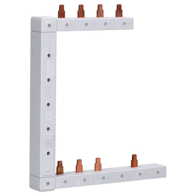 Hager KCF863L Phasenschiene senkrecht 63A links L1L2L3N zu L1N-L2N-L3N 125mm 2-reihig