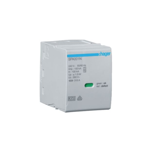 Hager SPA001N Steckmodul N-PE Uc 350V Iimp 100kA Up 1.5kV