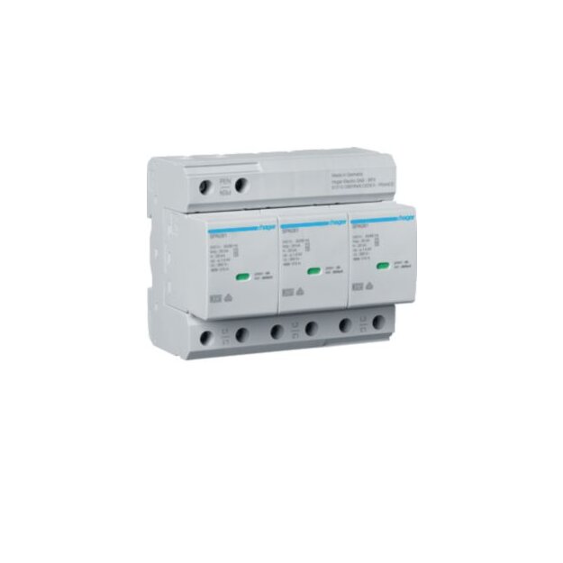 Hager SPA800 Kombiableiter T1+T2 3-polig Uc 350V Iimp 25kA Up 1.5kV TNC Fernmeldekontakt