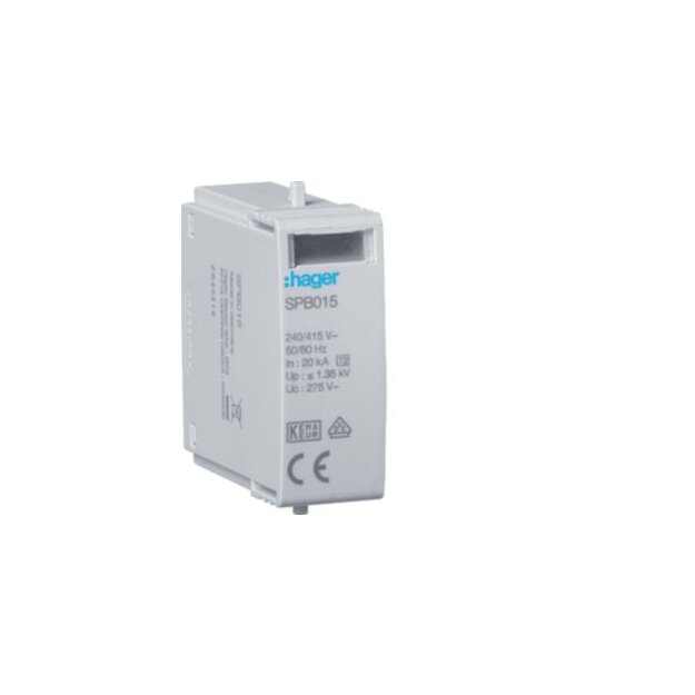 Hager SPB015 Steckmodul T2 L-N Uc 275V Imax 40kA Up 1.35kV