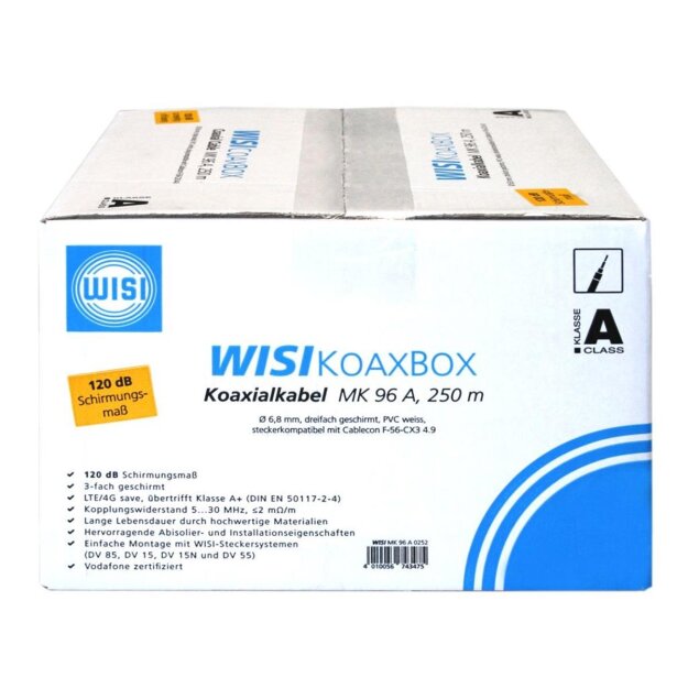 Wisi MK 96 A 0252 Koaxialkabel in KOAXBox-Abrollkarton 68 mm 75 Ohm Dca