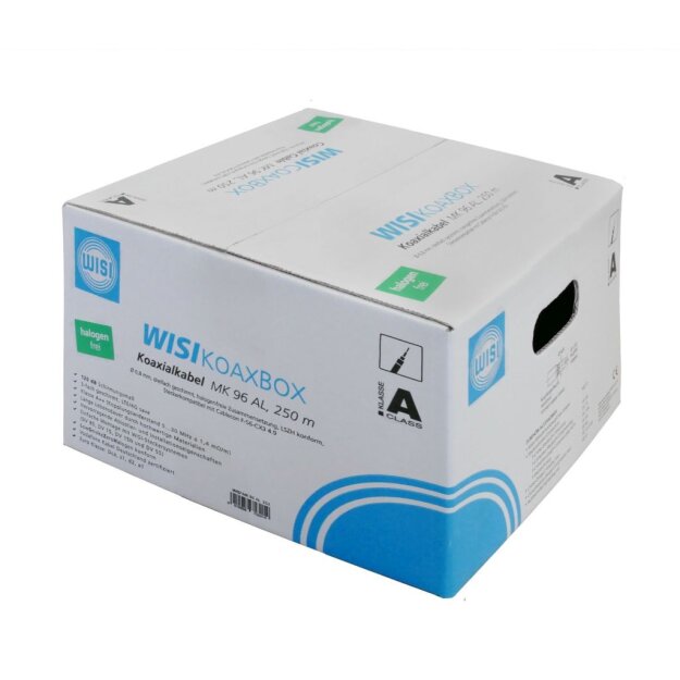 Wisi MK 96 AL 252 Koaxialkabel in KOAXBox-Abrollkarton halogenfrei 68 mm 75 Ohm Dca