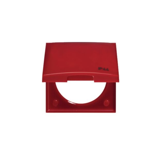 Berker 918282586 Rahmen mit Klappdeckel und Aufdruck "IP44" Integro Flow Rotglänzend