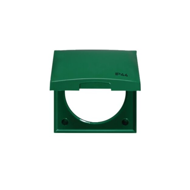 Berker 918282590 Rahmen mit Klappdeckel und Aufdruck "IP44" Integro Flow Grün glänzend