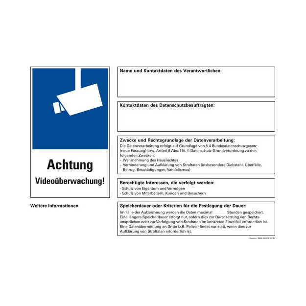 Grothe 39998 Aufkleber Videoüberwachung AKL Video DSGVO