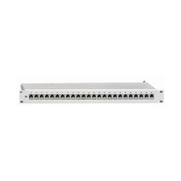 Rutenbeck Cat.6A iso-Patchpanel geschirmt 19/1 HE mit 24 RJ45-Steckbuchsen Direktmontage Lichtgrau PP-Cat.6A iso-24/1