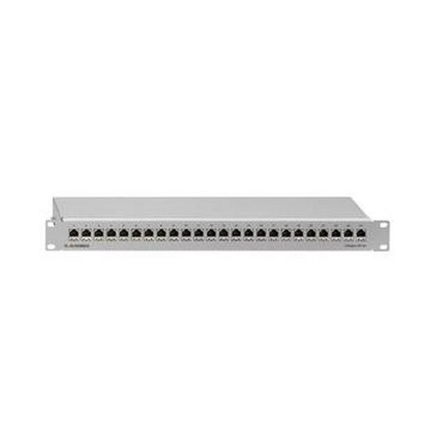 Rutenbeck Cat.6A iso U-Patchpanel ungeschirmt 19/1 HE mit 24 RJ45-Steckbuchsen Direktmontage Lichtgrau PP-Cat.6A iso-24/1 U