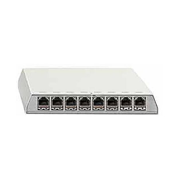 Rutenbeck 10 Gigabit-Patchpanel geschirmt Aufputz für Tisch-/Wandmontage REG-Montage mit HutschienenadapterPP-Cat.6A iso-8 Ap rw