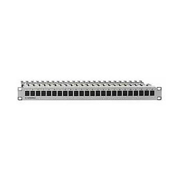 Rutenbeck 25/10 Gigabit-Patchpanel mit 24 Universalmodulen (RJ45-Modulen) UM-Cat.6A iso 25/10G geschirmt Lichtgrau PP-UM-Cat.6A iso 25/10G-24/24/1