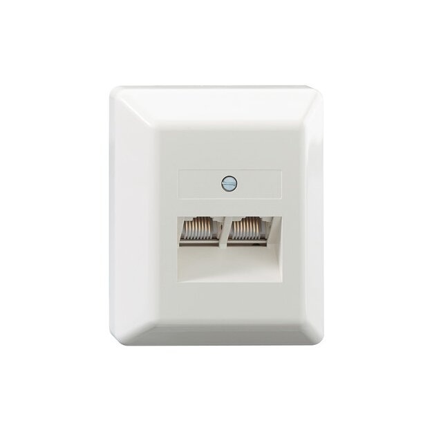 Rutenbeck Cat.6A iso U-Anschlussdose ungeschirmt 2-fach Aufputz Reinweiß UAE-Cat.6A iso-8/8 U Ap rw