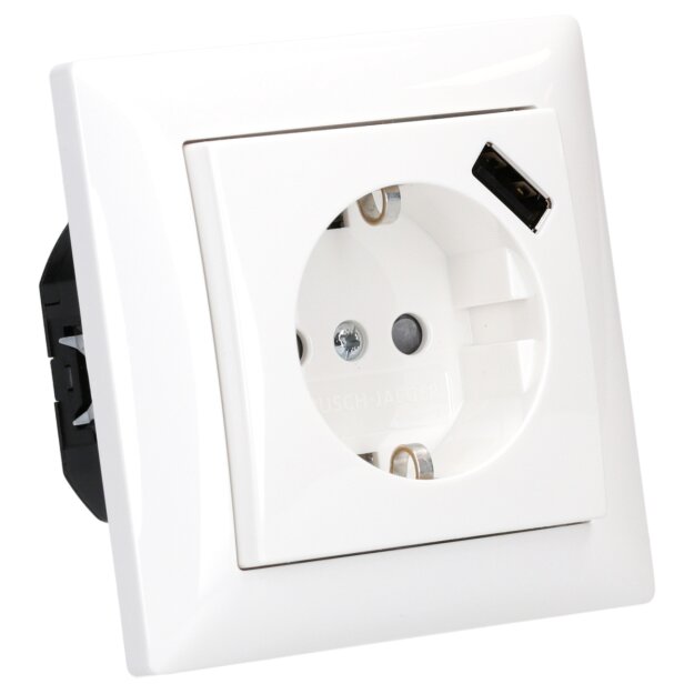 Busch-Jaeger 1x USB-Set alpinweiß: 1x 20 EUCBUSB-914 1x USB-Steckdose + 1x 1721-914 1-fach Rahmen