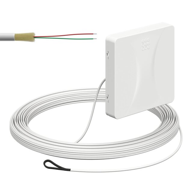 Kaiser 4252007 Glasfaser-Teilnehmeranschluss (Gf-TA) Aufputz 2 Fasern LC/APC DX L=15m mit vorkonfektionierter Leitung und Kabeleinführung von der Rückseite spleißfertig shutter LC/APC Pigtail