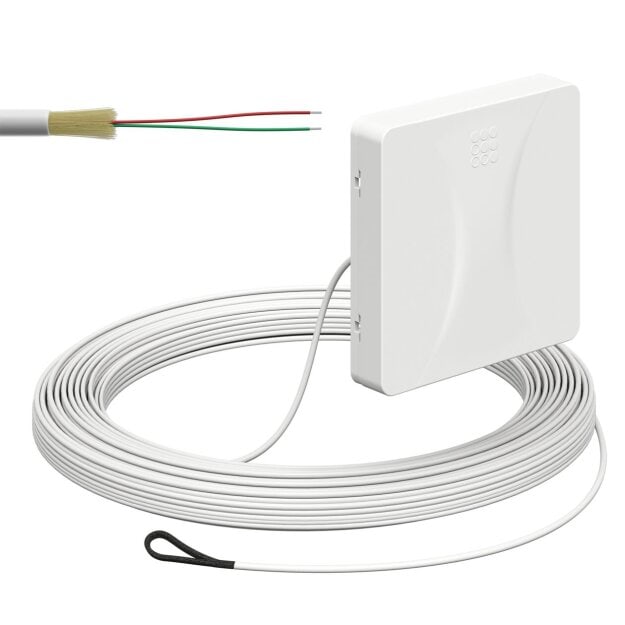 Kaiser 4252008 Glasfaser-Teilnehmeranschluss (Gf-TA) Aufputz 2 Fasern LC/APC DX L=20m mit vorkonfektionierter Leitung und Kabeleinführung von der Rückseite spleißfertig shutter LC/APC Pigtail