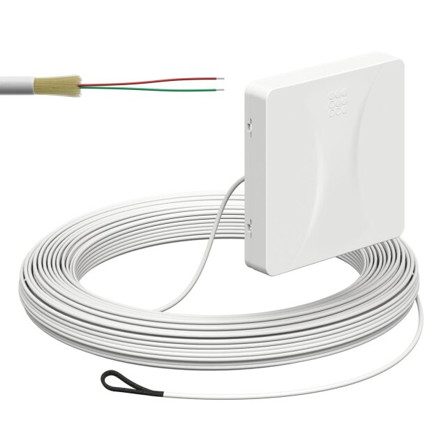 Kaiser 4252010 Glasfaser-Teilnehmeranschluss (Gf-TA) Aufputz 2 Fasern LC/APC DX L=30m mit vorkonfektionierter Leitung und Kabeleinführung von der Rückseite spleißfertig shutter LC/APC Pigtail