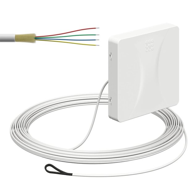 Kaiser 4252020 Glasfaser-Teilnehmeranschluss (Gf-TA) Aufputz 4 Fasern LC/APC DX L=10m mit vorkonfektionierter Leitung und Kabeleinführung von der Rückseite spleißfertig shutter LC/APC Pigtail
