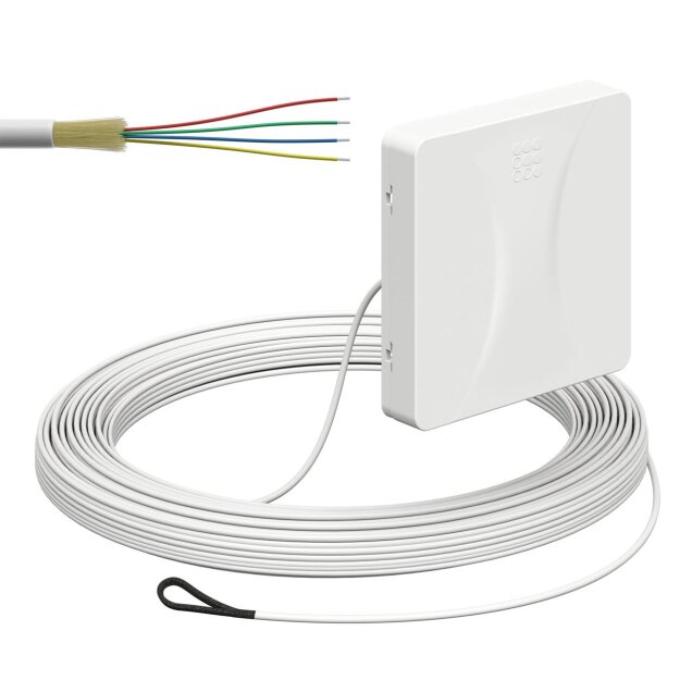 Kaiser 4252022 Glasfaser-Teilnehmeranschluss (Gf-TA) Aufputz 4 Fasern LC/APC DX L=20m mit vorkonfektionierter Leitung und Kabeleinführung von der Rückseite spleißfertig shutter LC/APC Pigtail