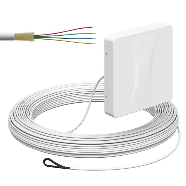 Kaiser 4252024 Glasfaser-Teilnehmeranschluss (Gf-TA) Aufputz 4 Fasern LC/APC DX L=30m mit vorkonfektionierter Leitung und Kabeleinführung von der Rückseite spleißfertig shutter LC/APC Pigtail