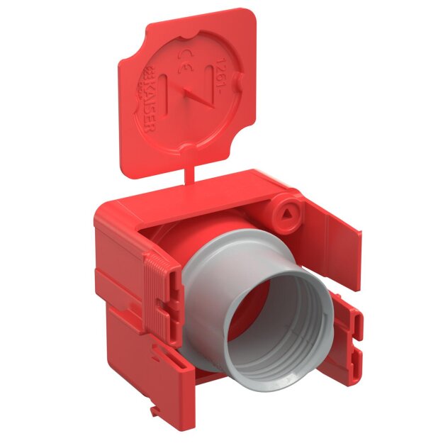 Kaiser 1261-84 Betonbau B² End- und Übergangstülle für Ø 32 mm Rohre mit Magnetaufnahme 2-teilig mit Klebefläche und Deckel