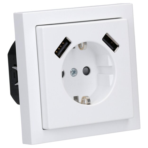 Busch-Jaeger 2x USB-Set Studioweiß Matt: 1x 20 EUCB2USB-884 2x USB-Steckdose + 1x 1721-884K 1-fach Rahmen