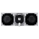 Busch-Jaeger Unterputz-Radio-Set: 8217 U-101 Busch-Radio BTconnect DAB+ + 8252-84-101 Zentralscheibe für Busch-Radio DAB+ + 2x 8223 U Lautsprecher-Einsatz + 2x 8253-84 Zentralscheibe Studioweiß carat® + 1723-184K future® linear-Abdeckrahmen 3-fach