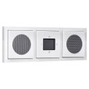 Busch-Jaeger Unterputz-Radio-Set: 8217 U-101 Busch-Radio BTconnect DAB+ + 8252-84-101 Zentralscheibe für Busch-Radio DAB+ + 2x 8223 U Lautsprecher-Einsatz + 2x 8253-84 Zentralscheibe Studioweiß carat® + 1723-184K future® linear-Abdeckrahmen 3-fach