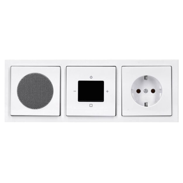 Busch-Jaeger Unterputz-Radio-Set: Radio BTconnect DAB+ + Lautsprecher-Einsatz + Steckdose + Studioweiß carat® + 1723-184K future® linear 3-fach Rahmen